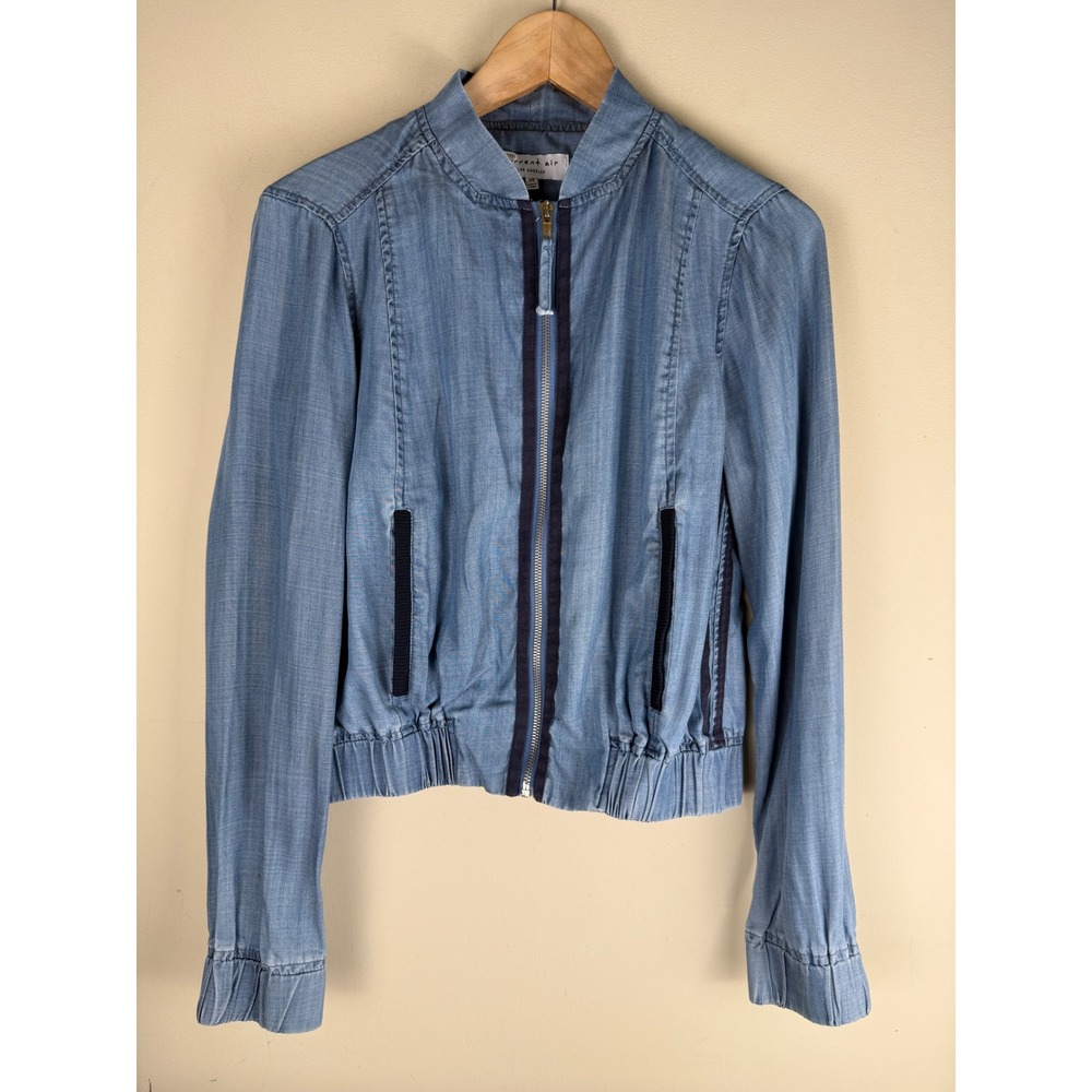 Anthropologie Current Air Lyocell Bomber Jacket Stripes Full Zip Pockets Size XS